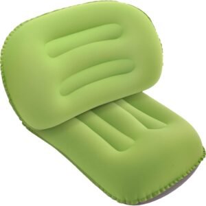 Set of 2 Inflatable Camping Pillows, Beach Pillows, 80 g, Ultralight Travel Pillow, Portable Neck Pillow for Office, Car, 46 x 30 cm (Green)