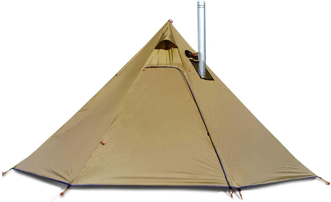 4 Persons 5lb Lightweight Hot Tents with Stove Jack, 7'3" Standing Room, Teepee Tent for Hunting Family Team Backpacing Hiking