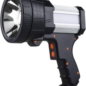 Rechargeable spotlight, Super Bright 1000,000 Lumen LED Handheld spotlight 10000mAh Long Lasting Large Flashlight Searchlight and Flood Camping Flashlight with Foldable Tripod(Silver)
