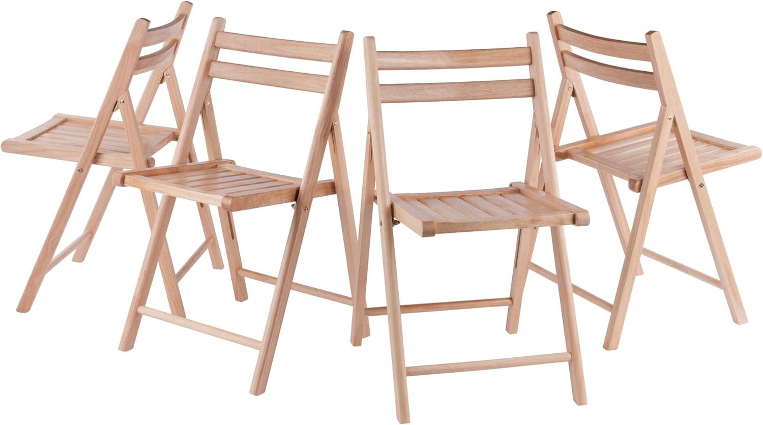 4-PC Folding Chair Set - Parent,Natural Finish, Set of 4, Wood - Image 2