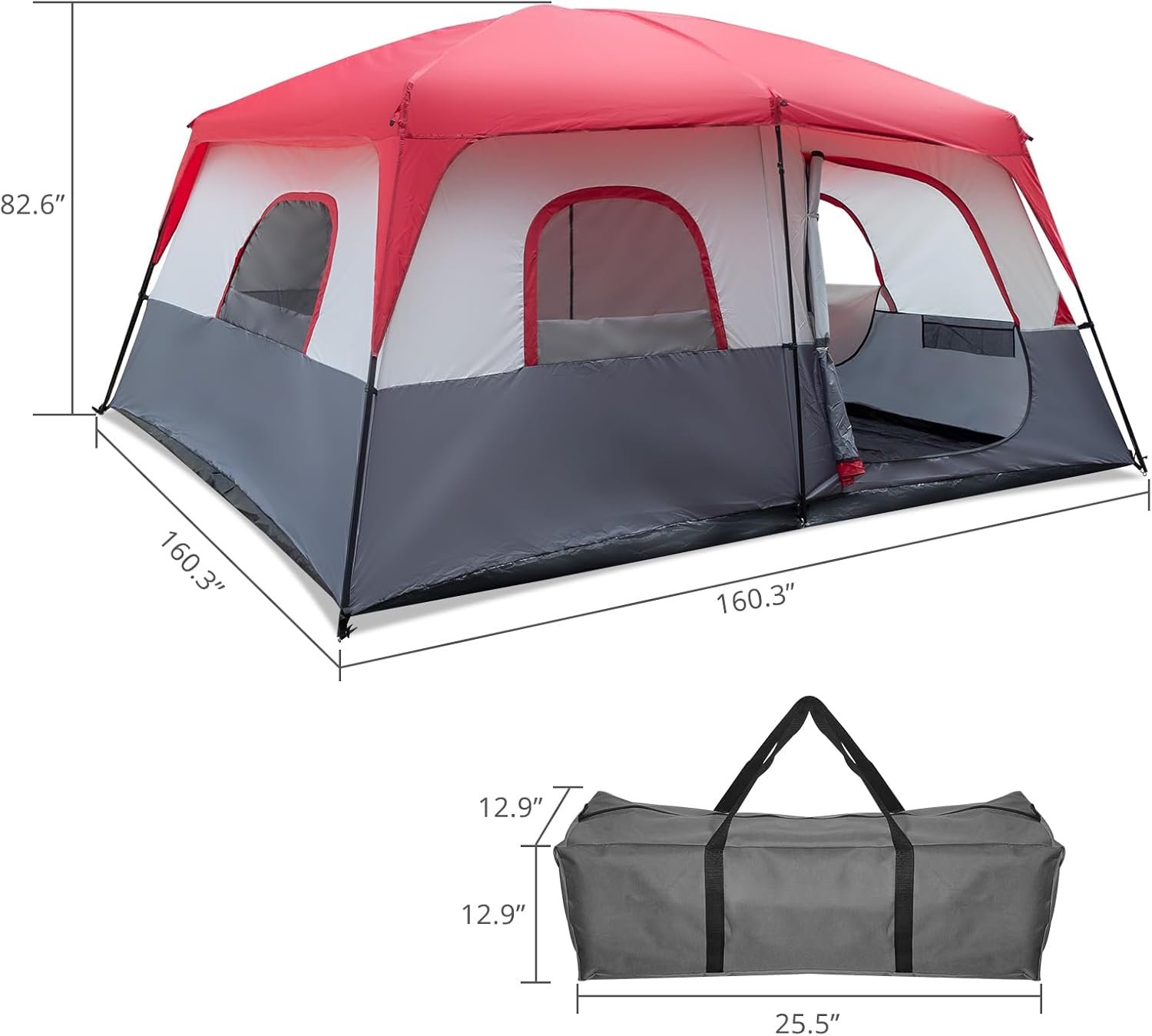 8/10 Person Camping Tent, Large 2 Room Family Tent with Weatherproof Instant Cabin Shelter with Rainfly & Carry Bag for Backpacking Hiking Car Traveling… - Image 2
