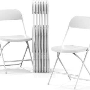 Foldable Folding Chairs Plastic Outdoor/Indoor 650LB Weight Limit (White, 8 Pack)