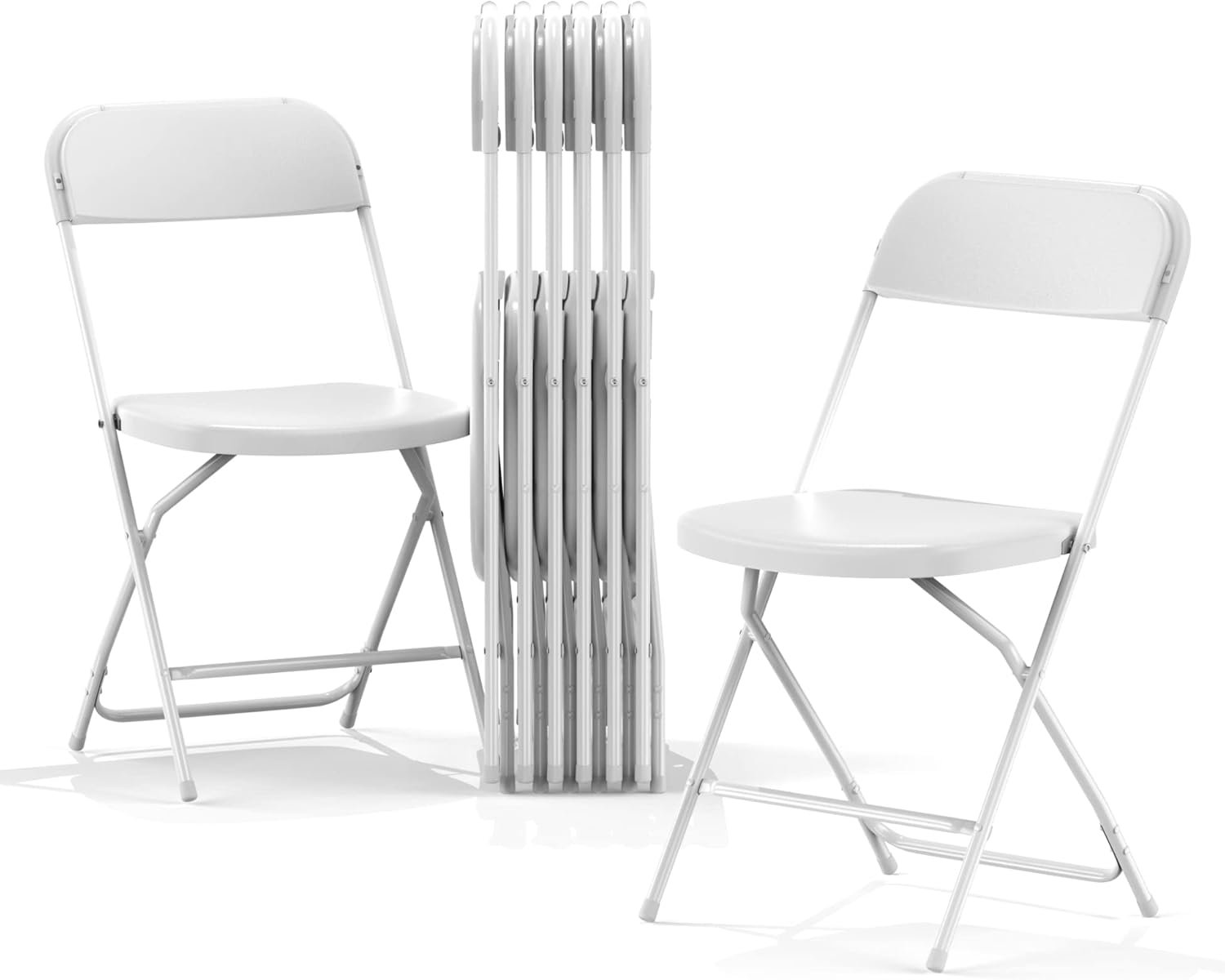 Foldable Folding Chairs Plastic Outdoor/Indoor 650LB Weight Limit (White, 8 Pack)