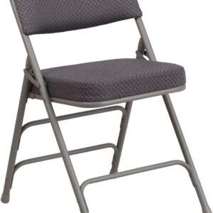 Series Metal Folding Chairs with Cushioned Seat, Fabric Upholstered Chairs w/ 300-lb. Static Weight Capacity, Set of 4, Gray
