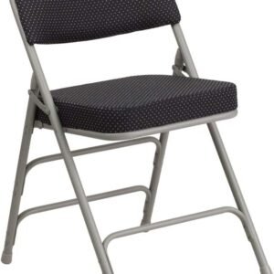 (Pack of 4)  Series Premium Curved Triple Braced & Double Hinged Black Pin-Dot Fabric Metal Folding Chair