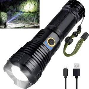 Rechargeable LED Flashlights, 990000 High Lumens Flashlight, XHP70 Tactical Flashlight with Zoomable, 5 Modes, Super Bright Waterproof Flashlights for Emergencies, Camping, Hiking, Home