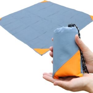Pocket Picnic Blanket, Sandproof Lightweight Pocket Camping Tarp, 55″x 60″ Foldable & Fits into Small Bag, Water Resistant Washable Quick Dry Compact Beach Mat for Outdoor Recreation