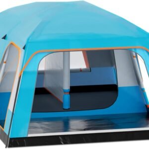 5-8 Person Tent for Camping Extra Large Portable Cabin Huge Tent, Waterproof Windproof 1 Living Room and 2 Bedroom 181''Length Tent with Carry Bag for Outdoor Picnic Family Gathering, Coffee