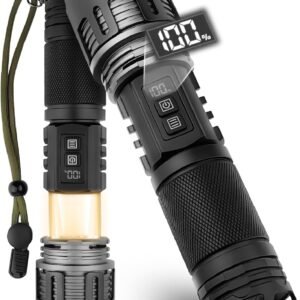 Rechargeable Flashlight, 4+6 Modes Zoomable Flashlights, Super Bright 20000 High Lumens Flash Lights, LED Tactical Flash Light for Home Emergencies, Gifts for Valentine's Day for Men Adults
