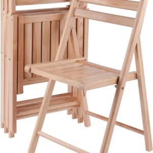 4-PC Folding Chair Set - Parent,Natural Finish, Set of 4, Wood
