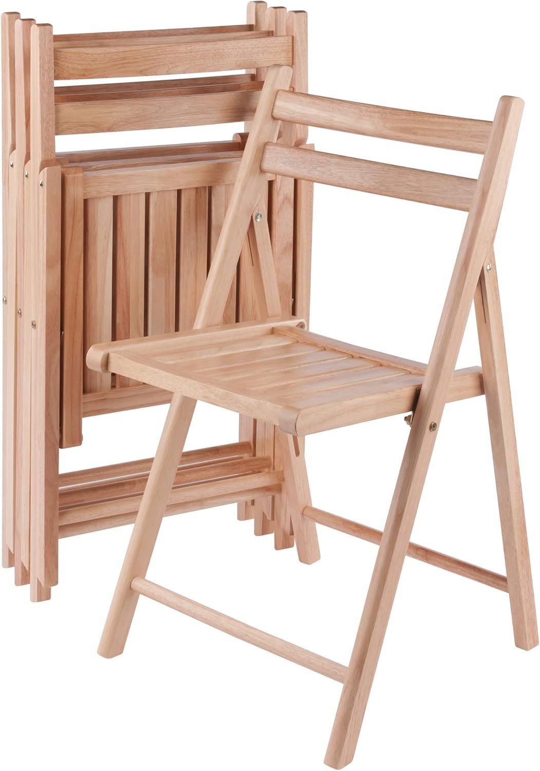 4-PC Folding Chair Set - Parent,Natural Finish, Set of 4, Wood