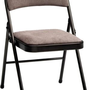 Tubular Steel Frame and Deluxe Fabric Padded Folding Chair in Cinnabar Frame and  Fabric Seat and Back 4 Pack