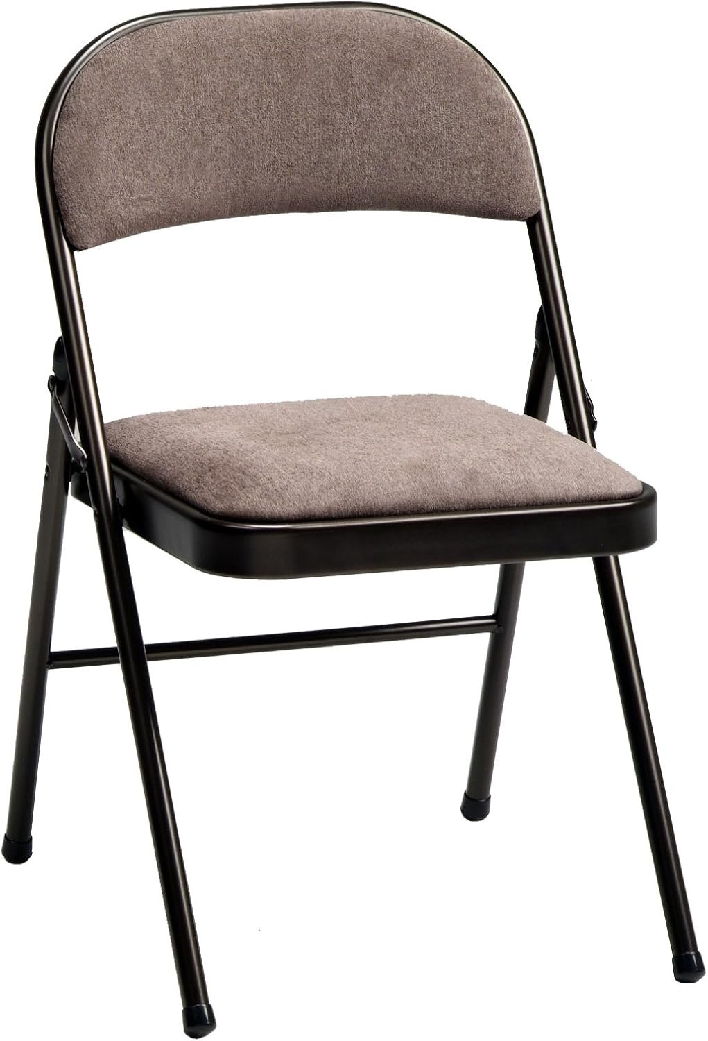 Tubular Steel Frame and Deluxe Fabric Padded Folding Chair in Cinnabar Frame and Fabric Seat and Back 4 Pack