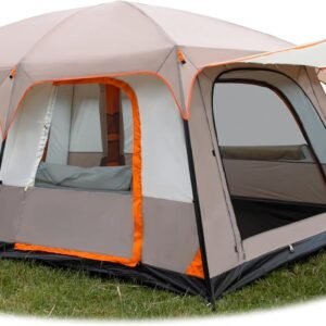 Extra Large Tent 6-10-12 Person(A),Family Cabin Tents,2 Rooms,3 Doors and 3 Windows with Mesh,Straight Wall,Waterproof,Double Layer,Big Tent for Outdoor,Picnic,Camping,Family Gathering