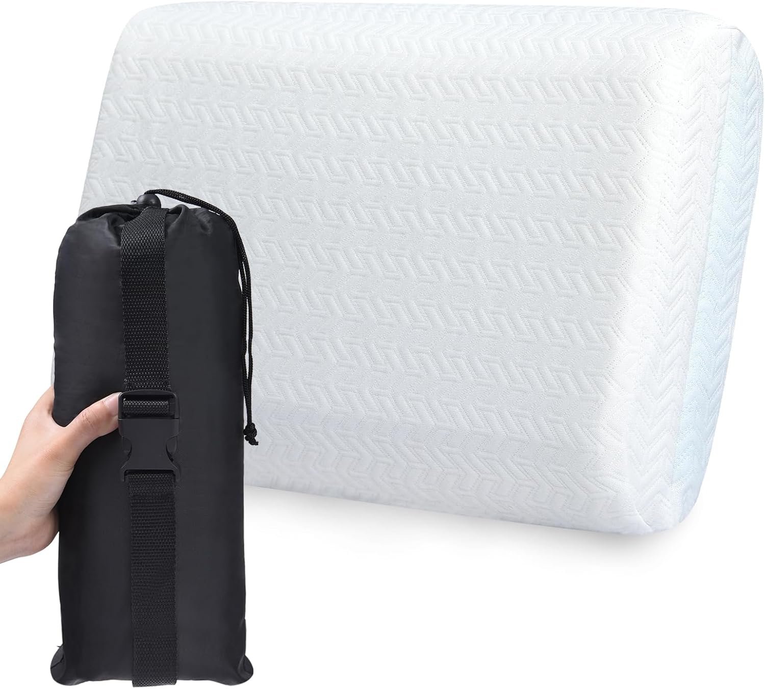 Travel Pillow, Camping Pillow with Washable Cover,Portable Memory Foam Pillow, Ergonomic Supportive Pillow with Carry Bag,Ideal for Travel, Backpacking, Hiking, Airplane and Car-M