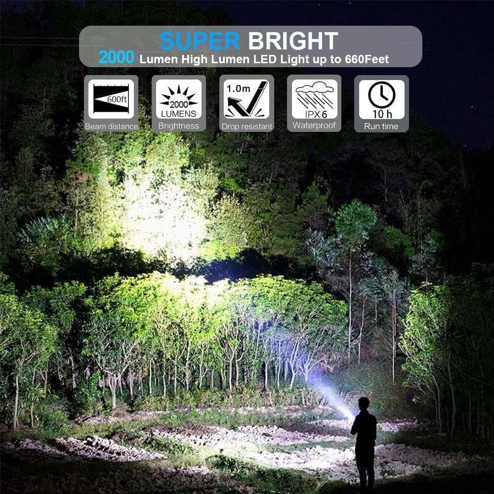 USB Rechargeable Flashlight, Magnetic LED Flashlight, 2000 Lumen Super Bright LED Tactical Flashlight with Cob Worklight,Waterproof,Zoomable Best Small LED Flashlight for Camping, Emergency Flashlight - Image 2