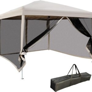 210D Oxford 10' x 10' Pop Up Canopy Tent with Netting, Instant Screen Room House, Tents for Parties, Height Adjustable, with Carry Bag, for Outdoor, Garden, Patio