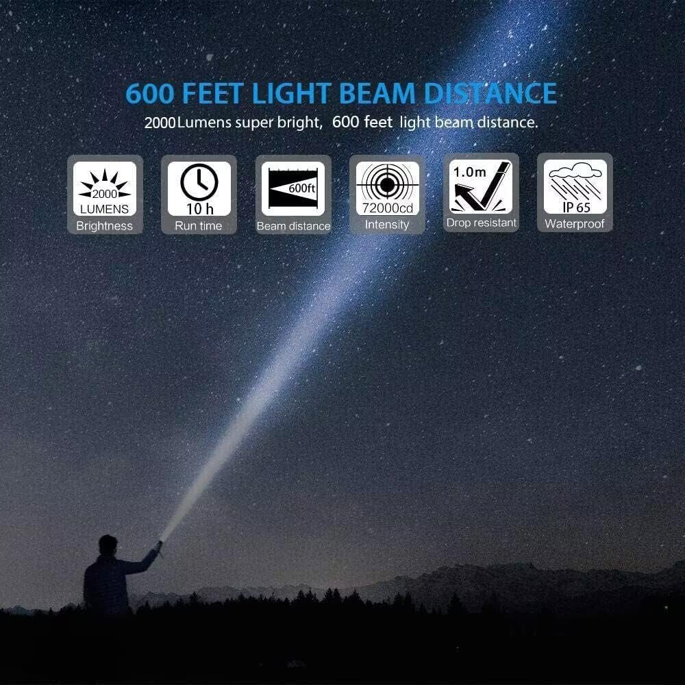 Flashlight USB Rechargeable, Magnetic LED Flashlight, Super Bright Tactical Flashlight with Cob Sidelight, 2000LM, Waterproof, Zoomable Best Small Flashlight for Camping, Emergency Flashlight - Image 2