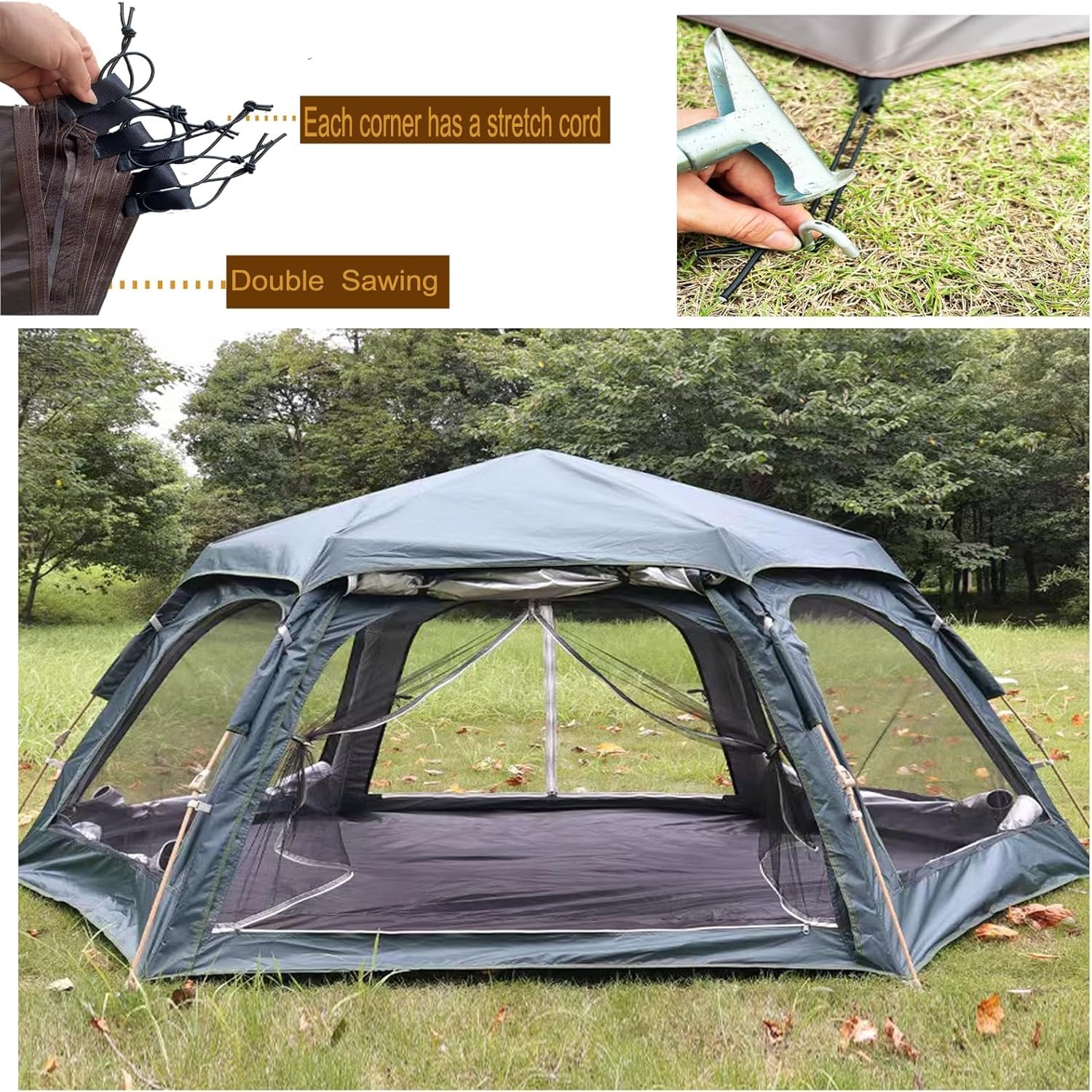 Large Hexagonal Tent Footprint Multifunctional Floor Mat Camping Gear Must Haves Hiking and Survival Gear Tarp Tent Moisture-proof Floor Mat - Image 2