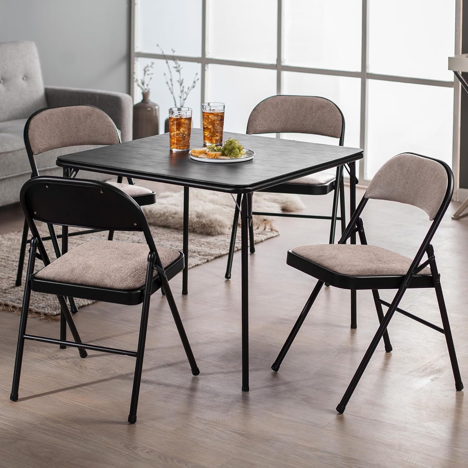 Tubular Steel Frame and Deluxe Fabric Padded Folding Chair in Cinnabar Frame and Fabric Seat and Back 4 Pack - Image 2