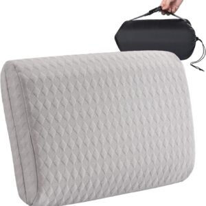 Travel Pillow with Washable Cover - Camping Essentials, Memory Foam Backpacking Pillow, Portable Pillow for Camping, Air Travel, Hiking, Beach, Hammock, Medium(Grey)