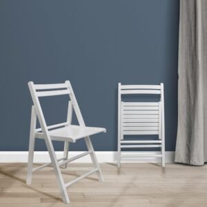 Wooden Folding Chairs 2-Pcs Set, 17" W x 18" D x 30.75" H, White