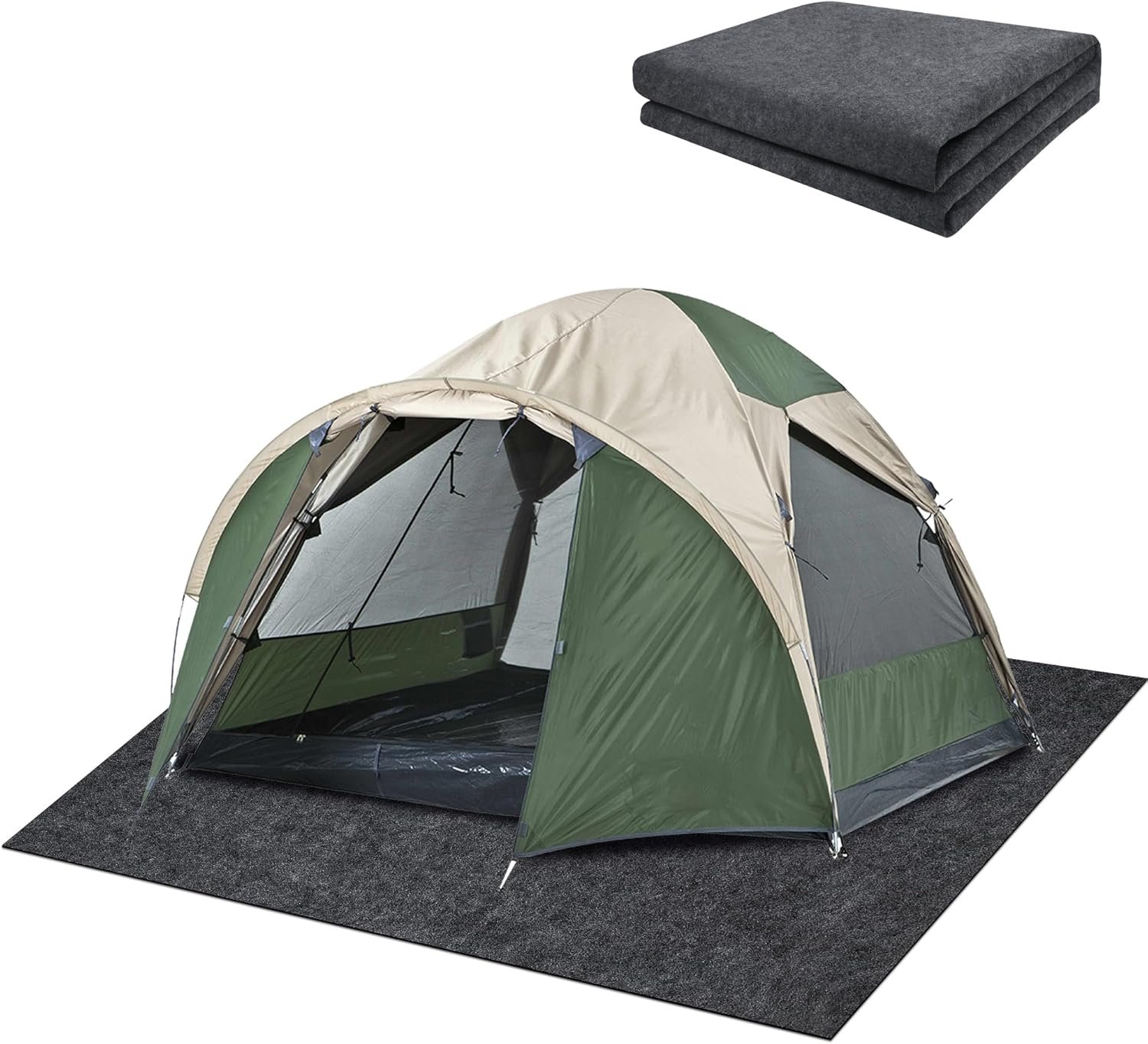 6.2 x 5 Ft Camping Tent Carpet Mat- Waterproof Outdoor Tent Rug- Portable Cutable Picnic Camping Floor Blanket for Outdoor Camping Lawn Supplies, Large, Black