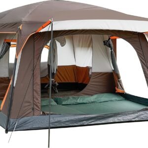 Extra Large Tent 10-12-14 Person(Style-B),Family Cabin Tents,2 Rooms,3 Doors and 3 Windows with Mesh,Straight Wall,Waterproof,Double Layer,Big Tent for Outdoor,Picnic,Camping,Family Gathering