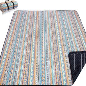 Picnic Blankets Extra Large, Waterproof Foldable Outdoor Beach Blanket Oversized 83x79” Sandproof, 3-Layer Picnic Mat for Camping, Hiking, Travel, Park, Concerts(Orange Boho)